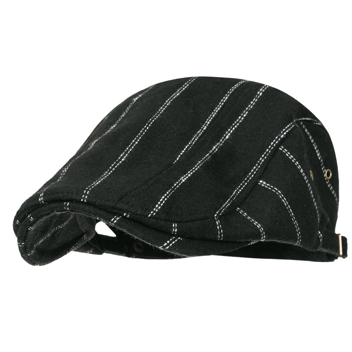 ililily ililily Wool-Blend Fitted Gatsby Newsboy Hat Stripe Cabbie Hunting Flat Cap