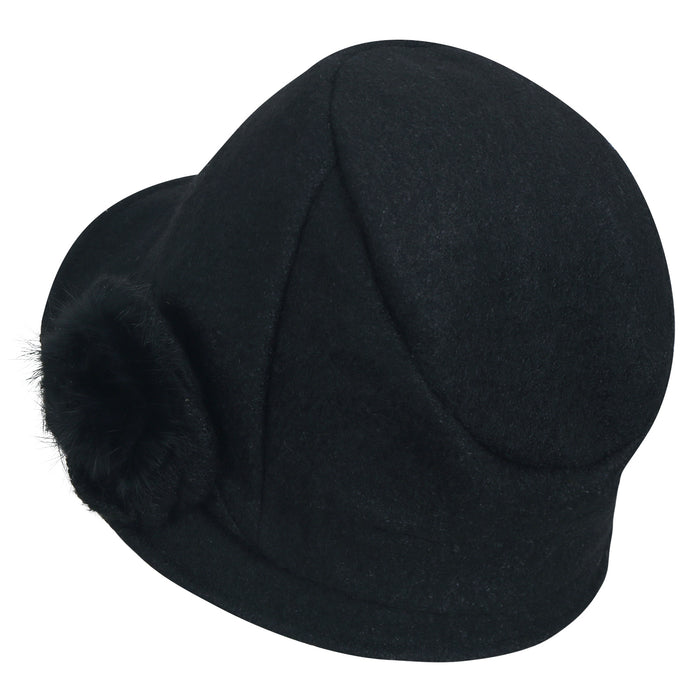 Ililily Ililily Wool-blended Wired Brim Fedora Corsage Feminine Bucket Hat