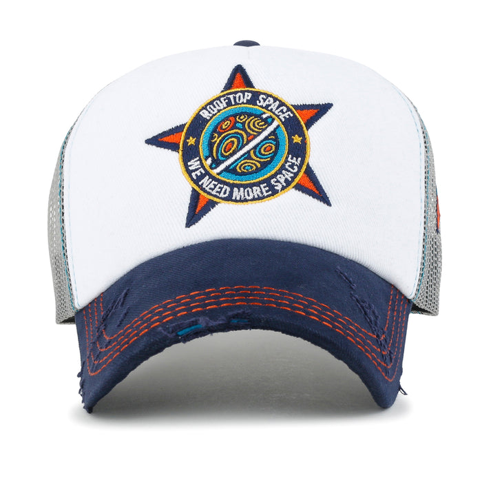 Ililily Ililily X Rooftop Space Colorful Retro Embroidery Mesh Trucker Baseball Cap