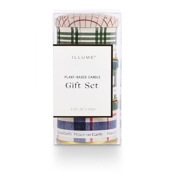 illume Balsam & Cedar Noble Holiday Candle Tin Trio Gift Set