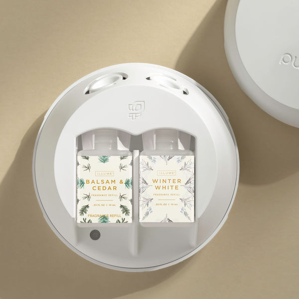 illume Balsam & Cedar Winter White Pura Smart Device Diffuser Kit