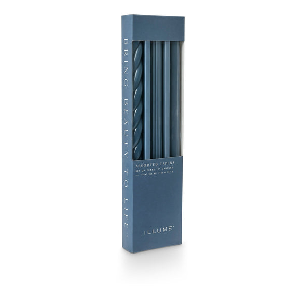 Illume Assorted Deep Blue Candle Tapers 3-Pack