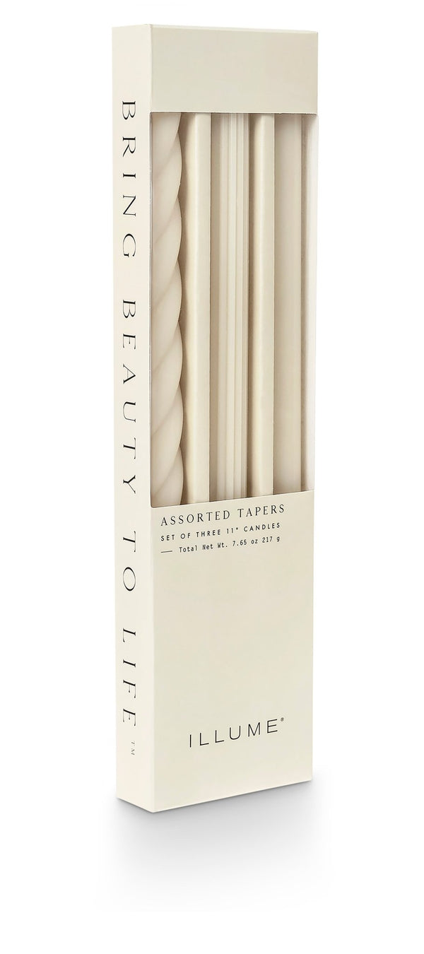 Illume Assorted White Taper Candles 3-Pack