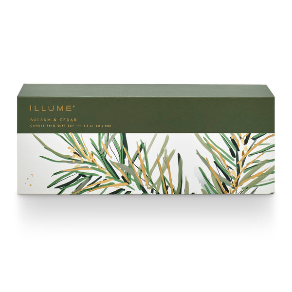 Illume Balsam & Cedar Candle Trio Gift Set