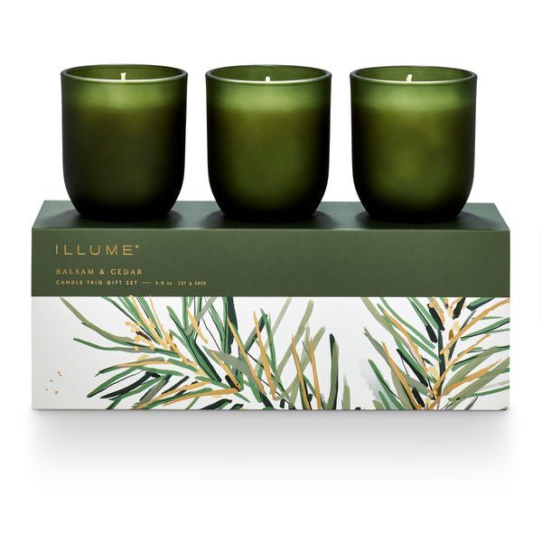 illume Balsam & Cedar Candle Trio Gift Set