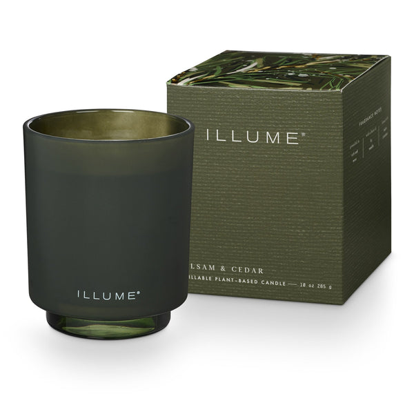 illume Balsam & Cedar Refillable Boxed Glass Candle