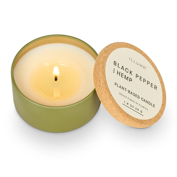 Illume Black Pepper And Hemp Cork Tin Candle