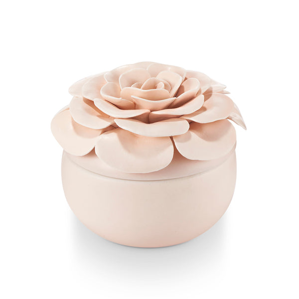 illume Coconut Milk Mango Ceramic Flower Candle