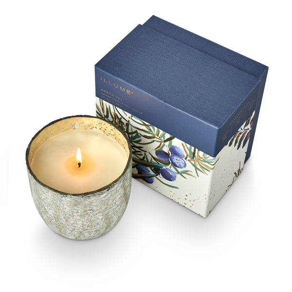 Illume North Sky Large Boxed Crackle Glass Candle