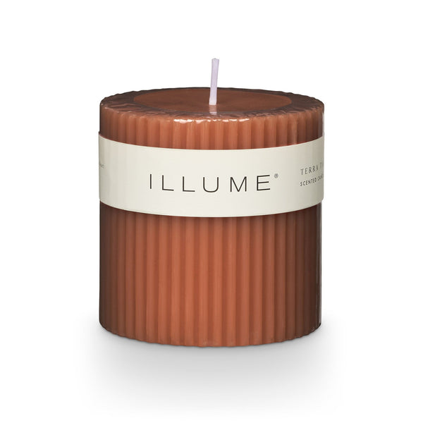 illume Terra Tabac Small Fragranced Pillar Candle