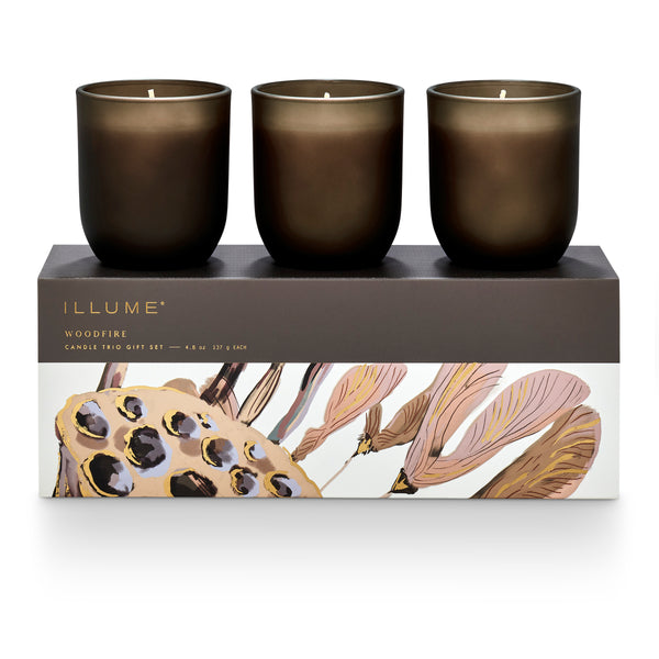 illume Woodfire Candle Trio Gift Set