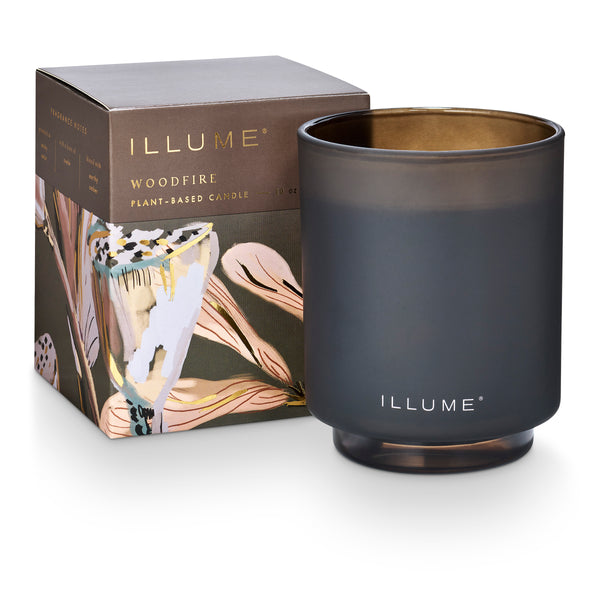 illume Woodfire Refillable Boxed Glass Candle
