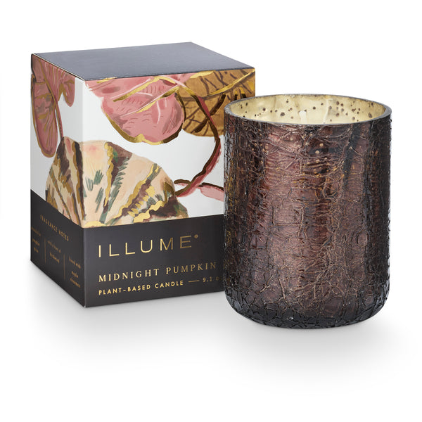 illume Midnight Pumpkin Small Boxed Crackle Glass Candle