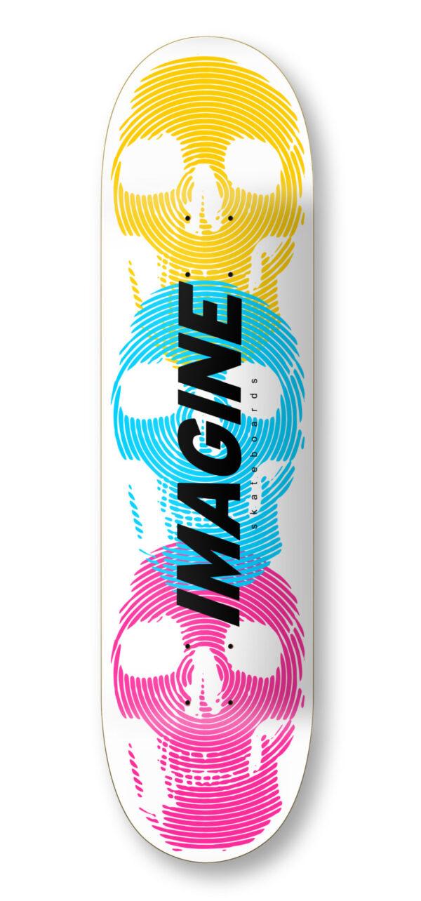 imagine skateboards imagine deck skull embossed white