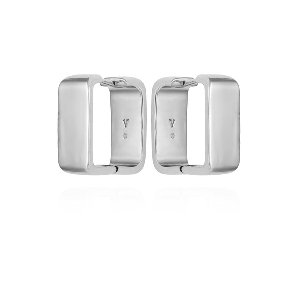 imagine vince camuto Brass Rectangle Hoop Earrings Silver Tone imagine vince camuto Brass Rectangle Hoop Earrings Silver Tone