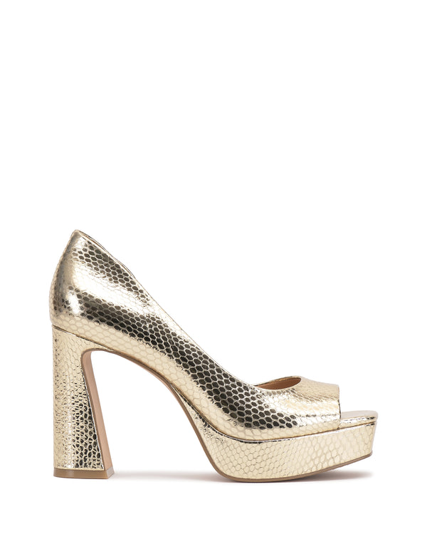 Imagine Vince Camuto Bryanna Peep Toe Platform Pump Egyptian Gold