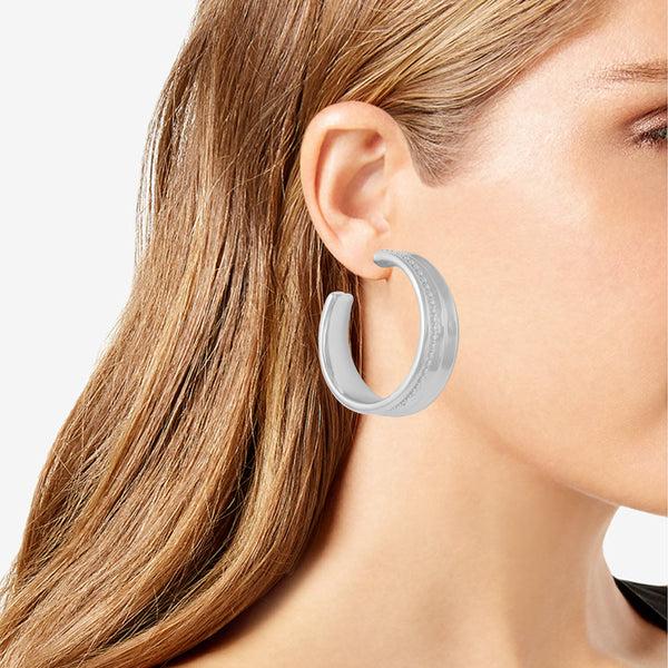 Imagine Vince Camuto Chunky Open Hoop Earrings Silver Tone