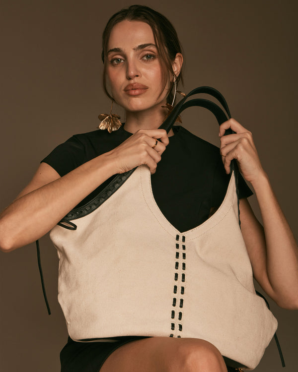 Imagine Vince Camuto Cryss Large Tote Bag Natural Black