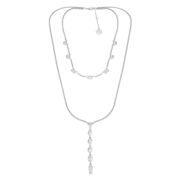 Imagine Vince Camuto Crystal Layered Necklace Silver Tone