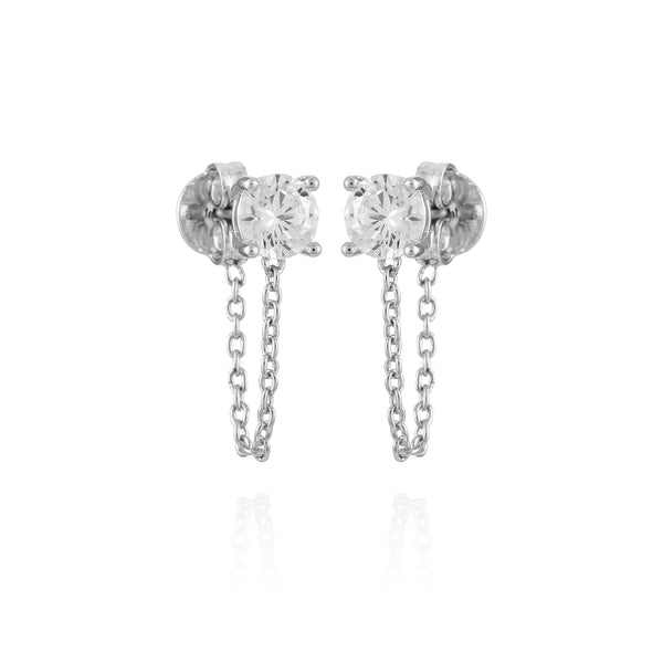 imagine vince camuto Crystal Stud Chain Dangle Drop Earrings Silver Tone imagine vince camuto Crystal Stud Chain Dangle Drop Earrings Silver Tone