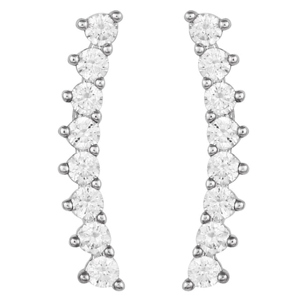 Imagine Vince Camuto Cubic Zirconia Climber Earrings Silver Tone