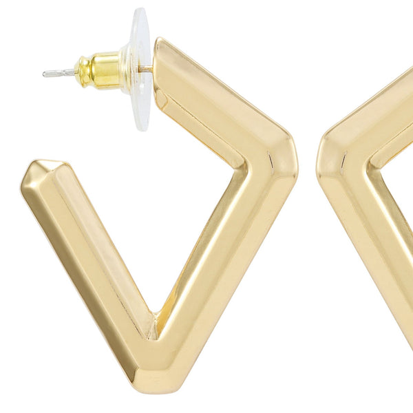 Imagine Vince Camuto Diamond Shaped Hoop Earrings Gold Tone