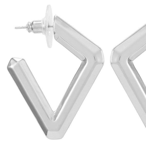 Imagine Vince Camuto Diamond Shaped Hoop Earrings Silver Tone