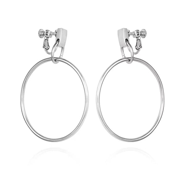 imagine vince camuto Drop Hoop Clip On Earrings Silver Tone imagine vince camuto Drop Hoop Clip On Earrings Silver Tone