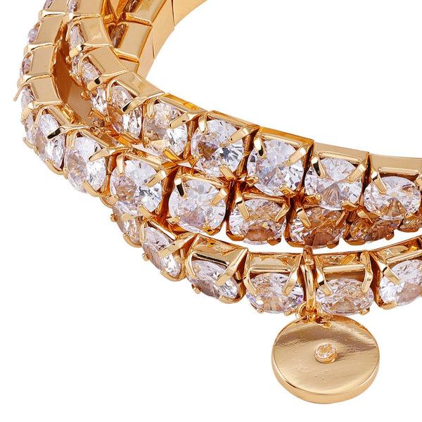 Imagine Vince Camuto Goldtone 3 Piece Crystal Stone Stretch Bracelet Set Gold Tone