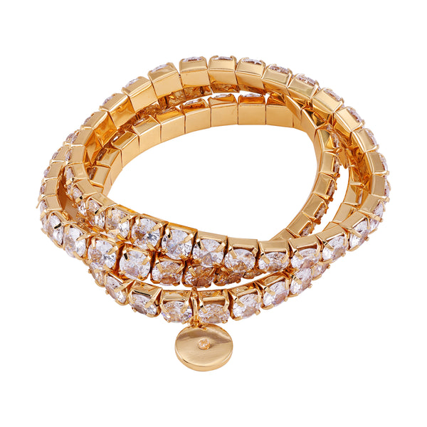 imagine vince camuto Goldtone 3 Piece Crystal Stone Stretch Bracelet Set Gold Tone