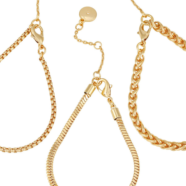 Imagine Vince Camuto Goldtone 3 Piece Mixed Chain Bracelet Set Gold Tone