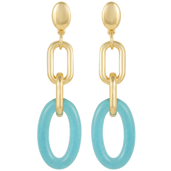 Imagine Vince Camuto Goldtone Blue Candy Interlocking Drop Earrings Gold Tone