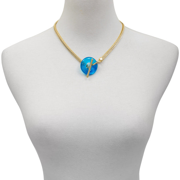 Imagine Vince Camuto Goldtone Blue Candy Stone Snake Chain Necklace Gold Tone