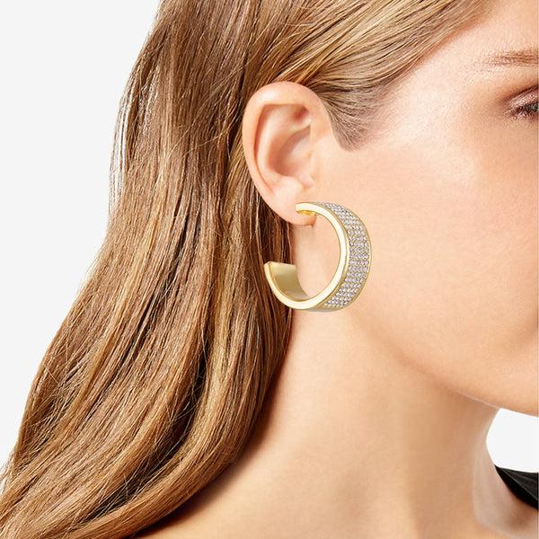 Imagine Vince Camuto Goldtone Crystal C Hoop Earrings Gold Tone