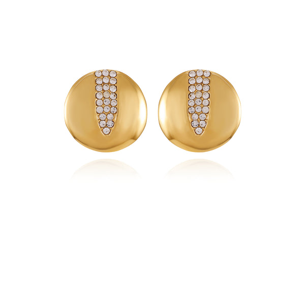 imagine vince camuto Goldtone Crystal Stone Coin Button Earrings Gold Tone