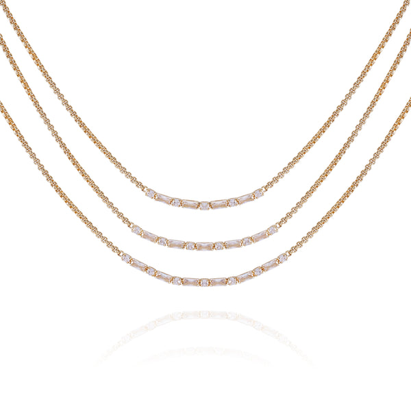 imagine vince camuto Goldtone Crystal Stone Multi Layered Necklace Gold Tone