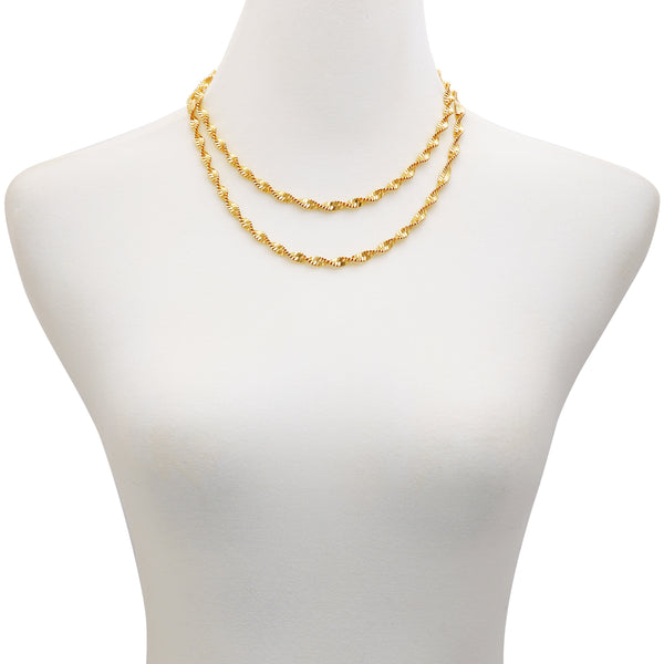 Imagine Vince Camuto Goldtone Double Layered Harringbone Necklace Gold Tone