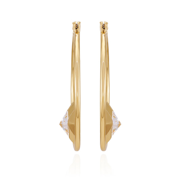 Imagine Vince Camuto Goldtone Floating Crystal Hoop Earrings Gold Tone