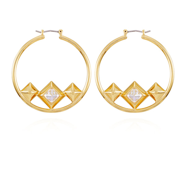 imagine vince camuto Goldtone Floating Crystal Hoop Earrings Gold Tone