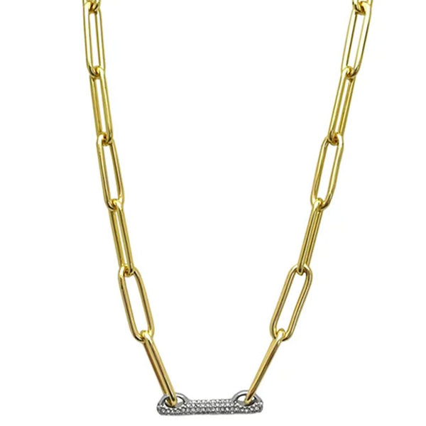 Imagine Vince Camuto Goldtone Pave Bar Chain Necklace Gold Tone