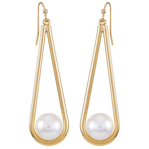 Imagine Vince Camuto Goldtone Pearl Drop Dangle Earrings Gold Tone