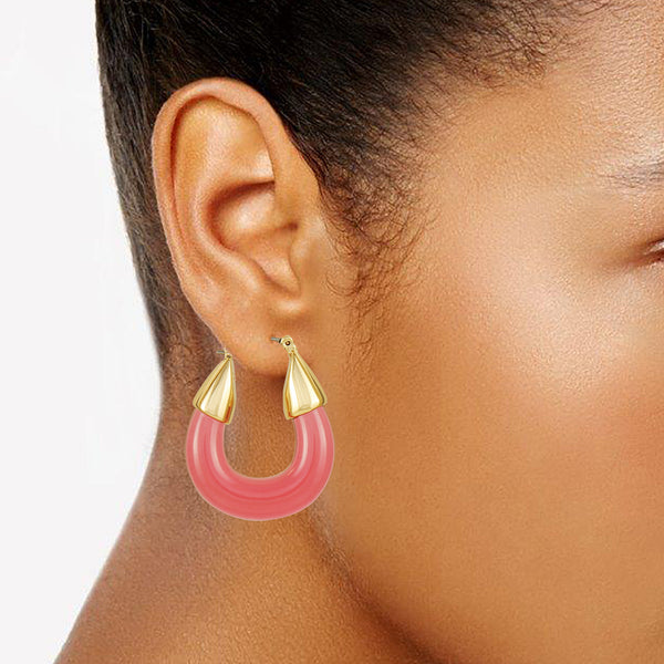 Imagine Vince Camuto Goldtone Pink Candy Hoop Earrings Gold Tone