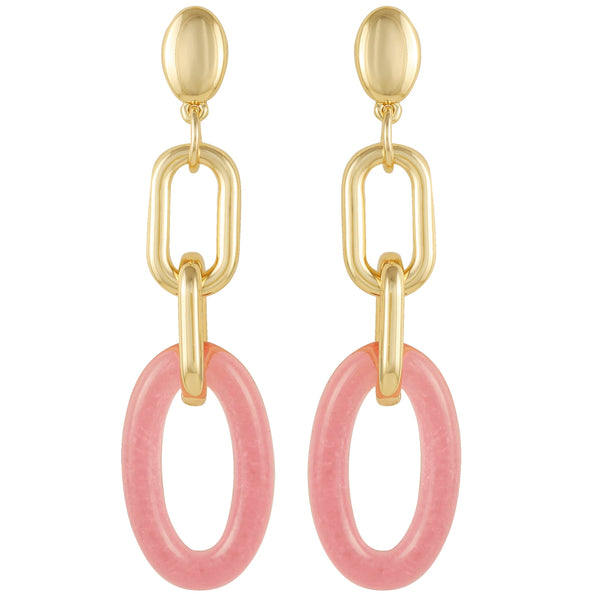 Imagine Vince Camuto Goldtone Pink Candy Interlocking Drop Earrings Gold Tone