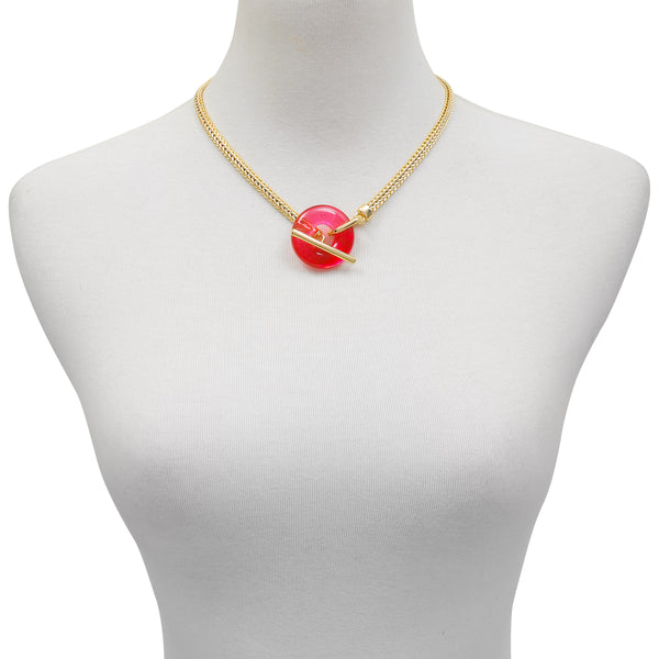 Imagine Vince Camuto Goldtone Pink Candy Stone Snake Chain Necklace Gold Tone