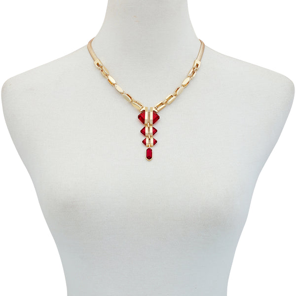 Imagine Vince Camuto Goldtone Red Stone Pendant Statement Necklace Gold Tone