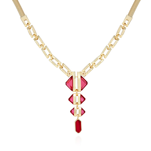 imagine vince camuto Goldtone Red Stone Pendant Statement Necklace Gold Tone