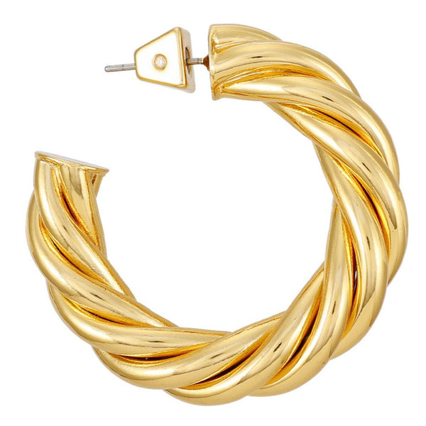 Imagine Vince Camuto Goldtone Textured Rope Hoop Earrings Gold Tone
