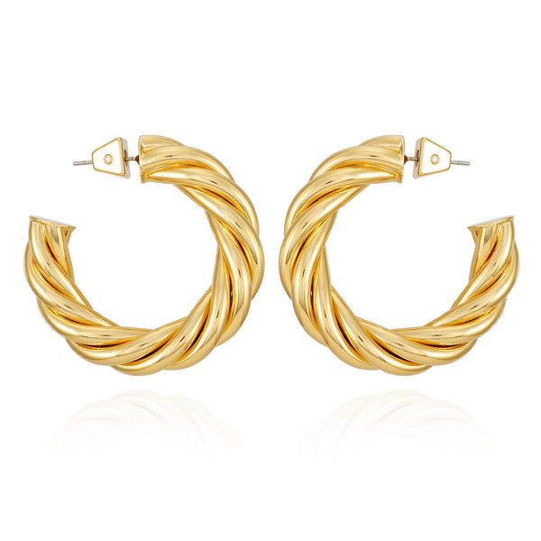 imagine vince camuto Goldtone Textured Rope Hoop Earrings Gold Tone