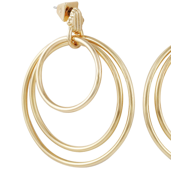 Imagine Vince Camuto Goldtone Triple Layered Hoop Drop Earrings Gold Tone