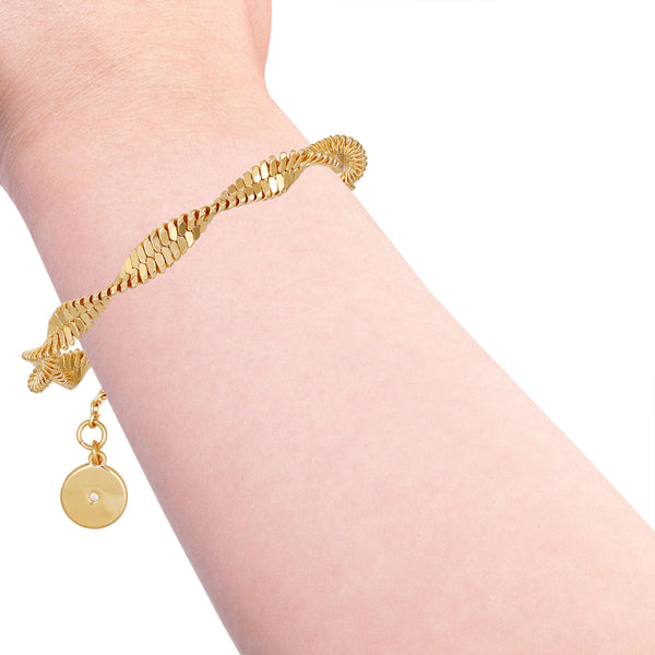 Imagine Vince Camuto Goldtone Twisted Herringbone Chain Bracelet Gold Tone